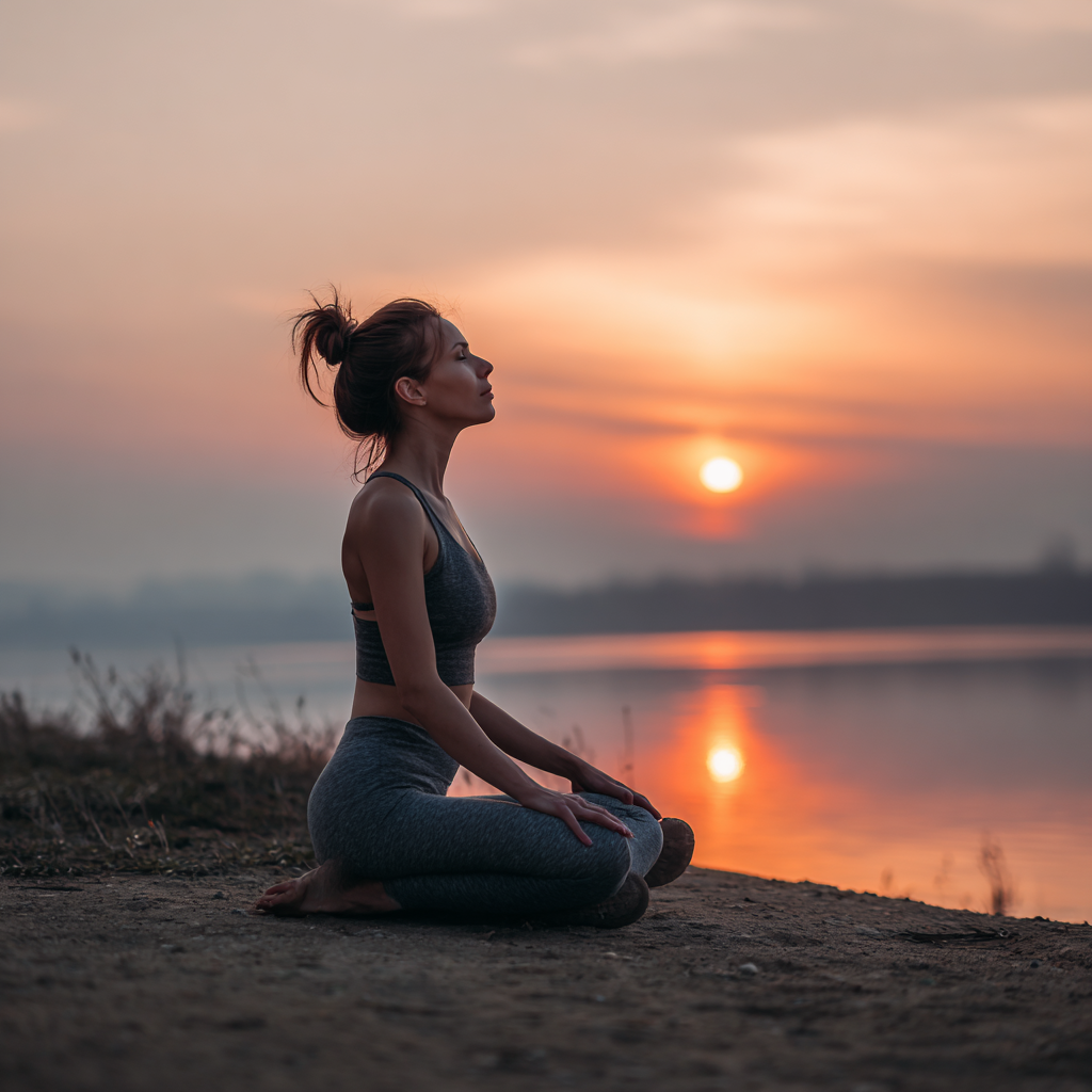 Femeie practicând yoga în poziția lotus